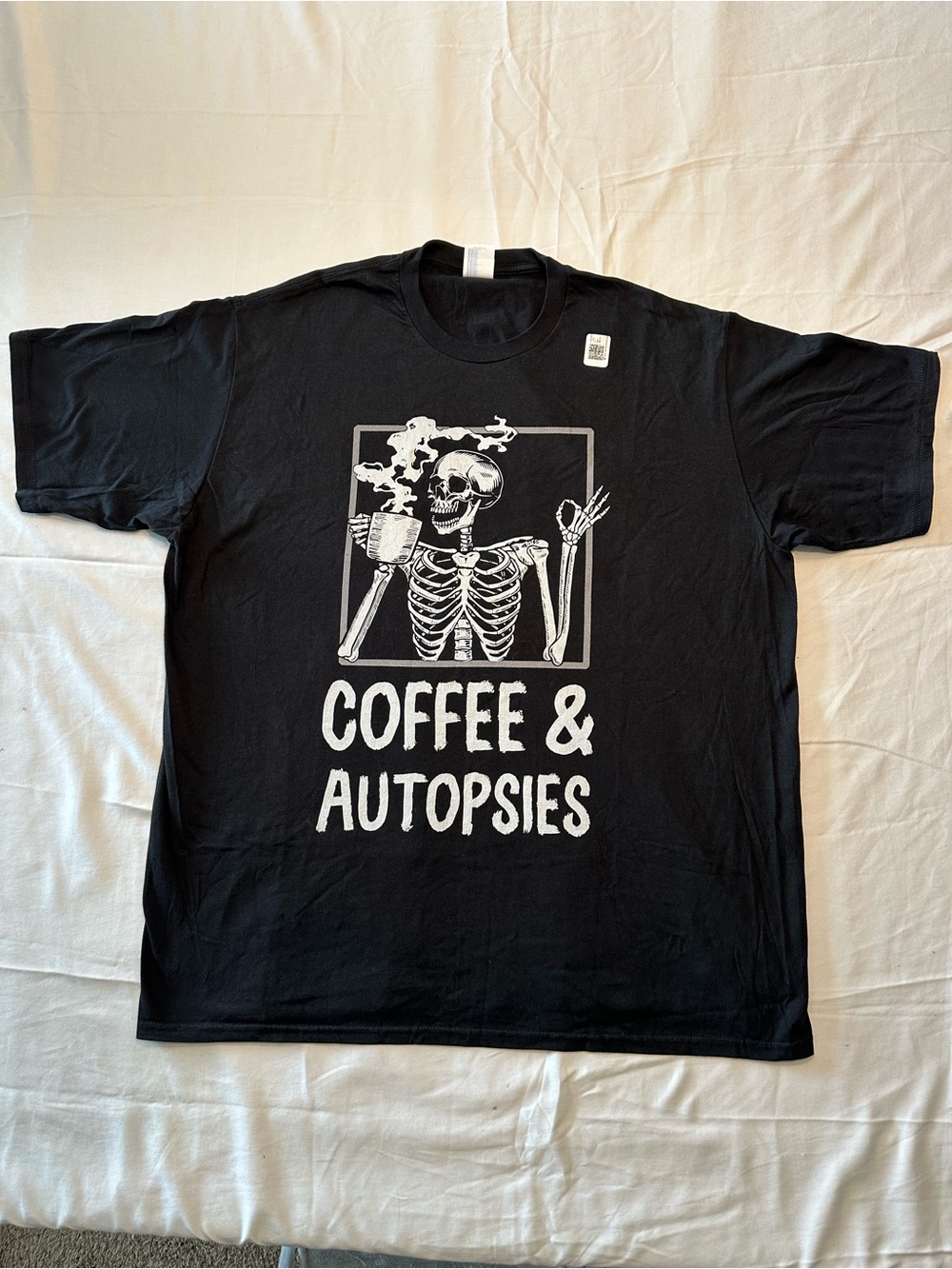 Port and Company Black 'Coffee & Autopsies' Graphic Tee